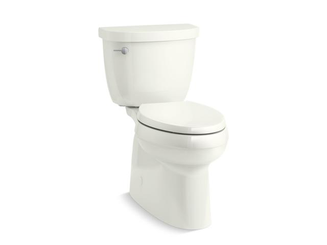 Cimarron® Two-piece elongated toilet with skirted trapway.