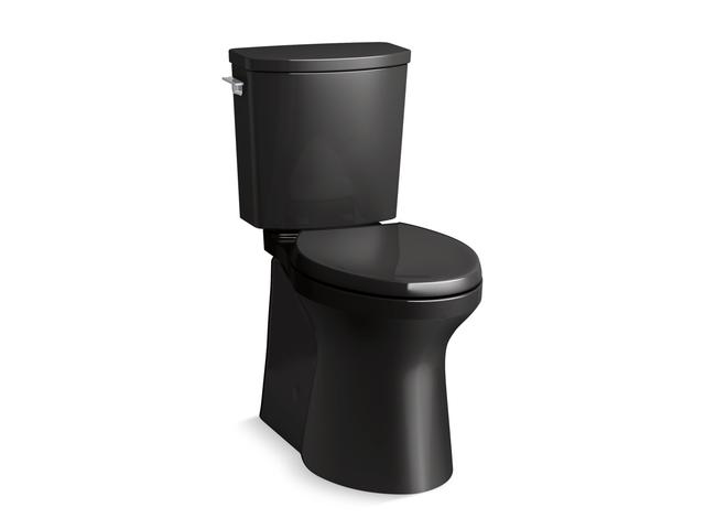 Irvine® Two-piece elongated toilet with skirted trapway.